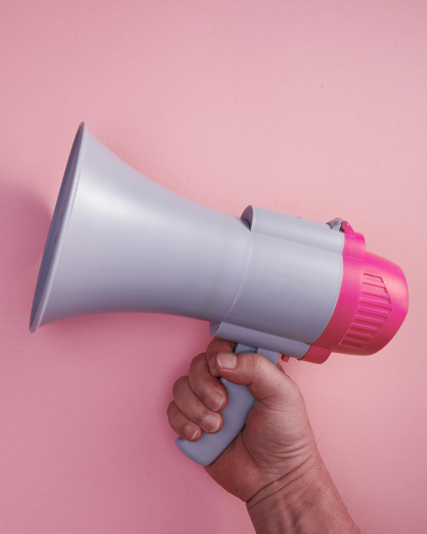 megaphone on pink background