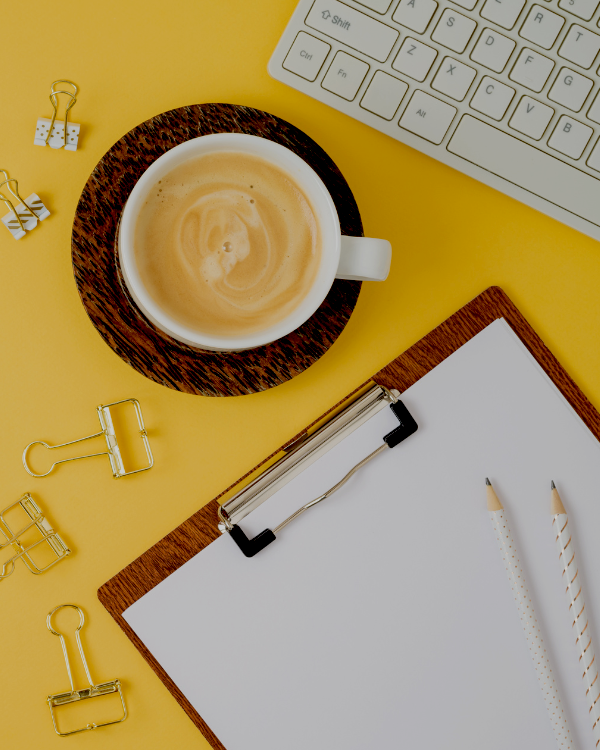 coffee and clipboard